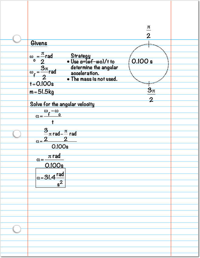 Solution written on notebook paper